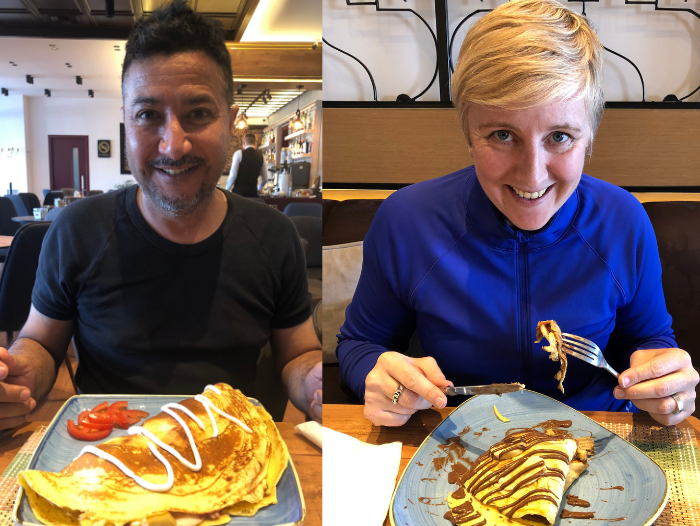 Stuffing our faces with crepes